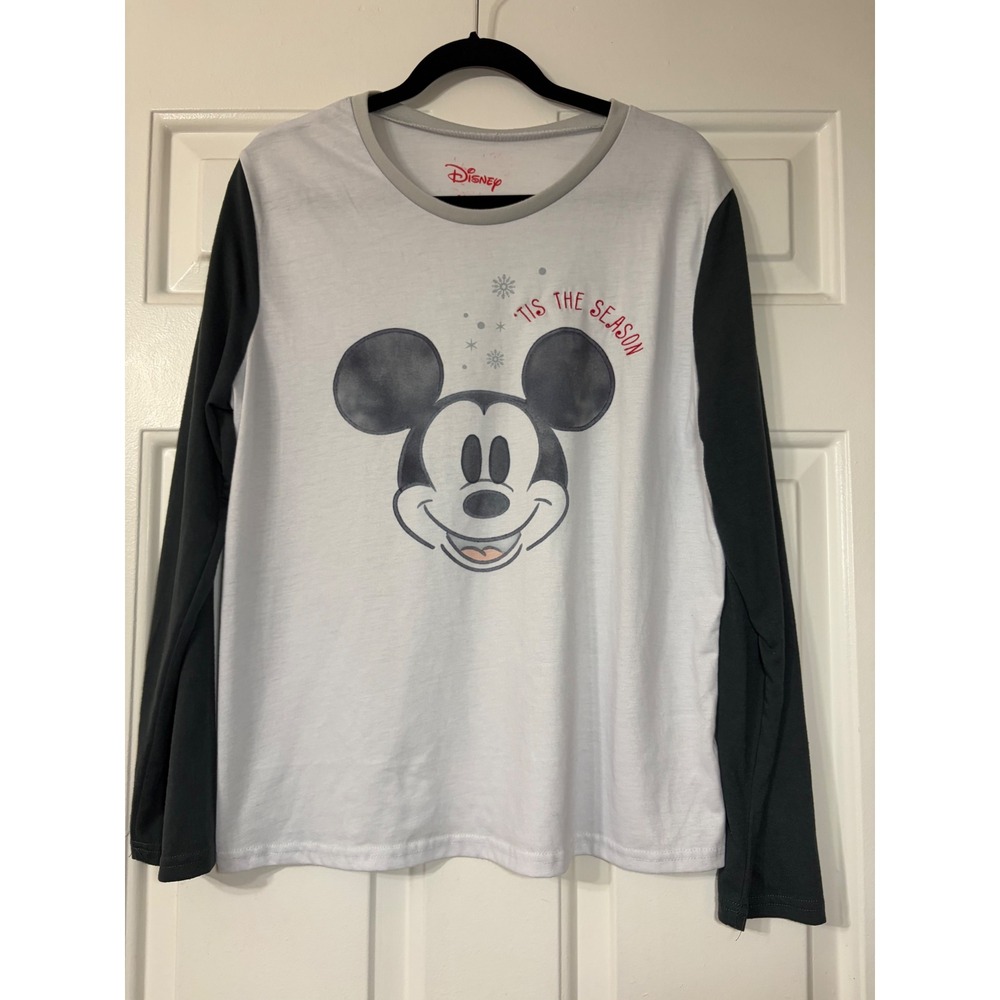 Disney | Mickey Mouse Tis The Season Long Sleeve Tee | M || White/Black|